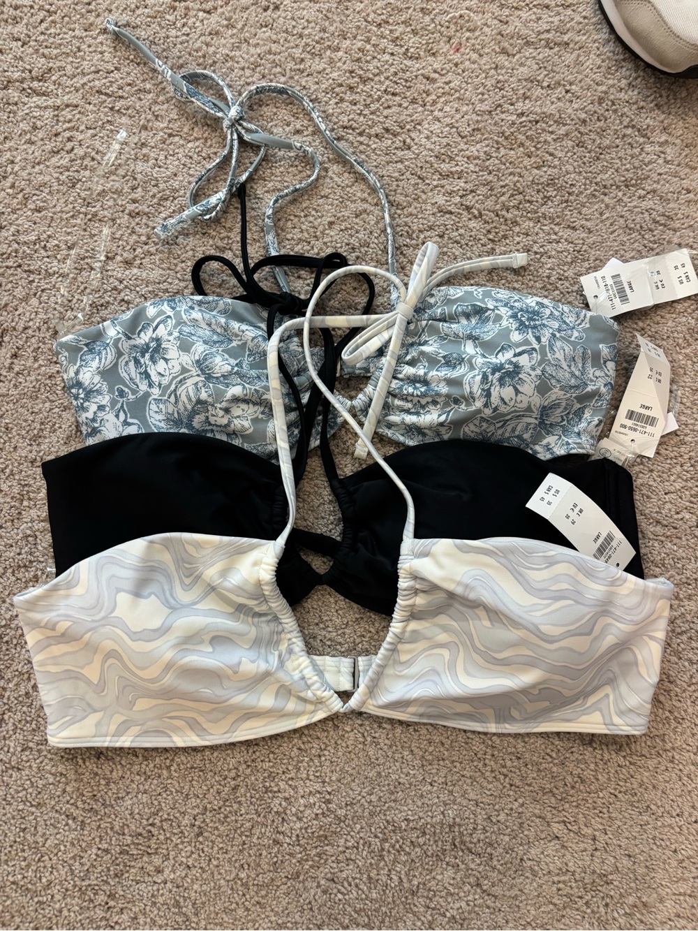 THREE Abercrombie Bandeau Multi Style Bikini Tops